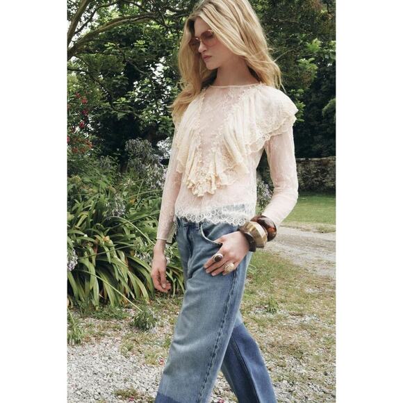 Zadig & Voltaire Butterfly Silk Blouse | Off Shoulder Ruffle Top Boho Romantic - Picture 4 of 16